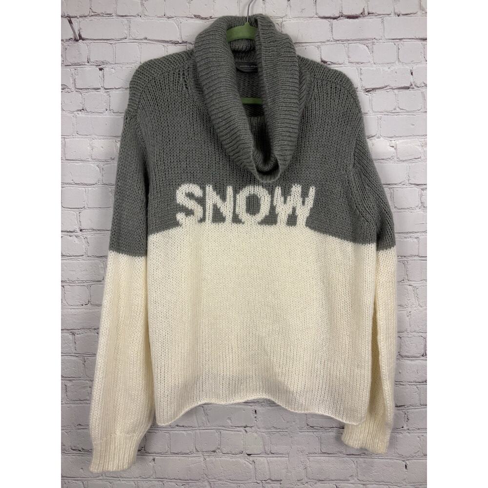Wooden Ships 'Snow' Cowlneck Oversized Sweater Size S/M Gray White Mohair Blend